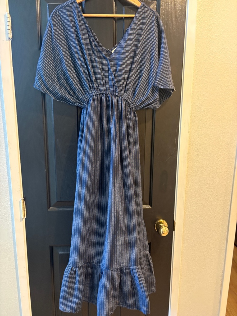 Cost Plus World Market Blue Striped Midi Dress